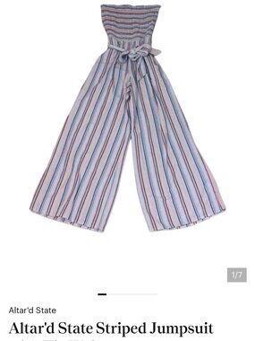 Altar'd State Strapless Striped Jumpsuit in Blue, Pink, White
